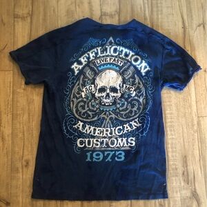 Affliction Navy Blue Skull Graphic Tee